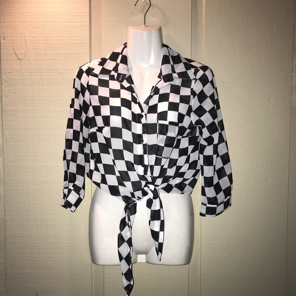 •SALE• Black And White Checkered Button Up